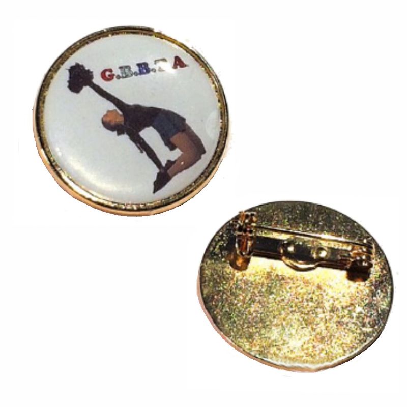 Premium Badge 25mm round gold clasp and printed dome